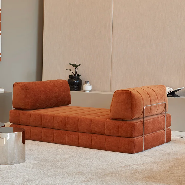 Innovation Living - Cozypad Slaapbank, 2 rechte rugkussens, rust orange (stof 412 Esina)