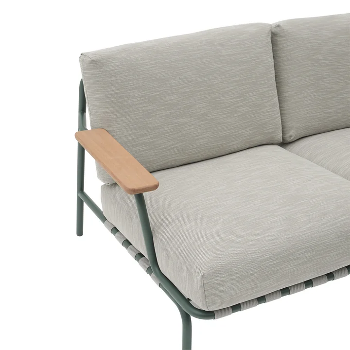 Muuto - Settle 2-zitsbank voor buiten, groen/donkergroen (stof Ribbed Weave 2)
