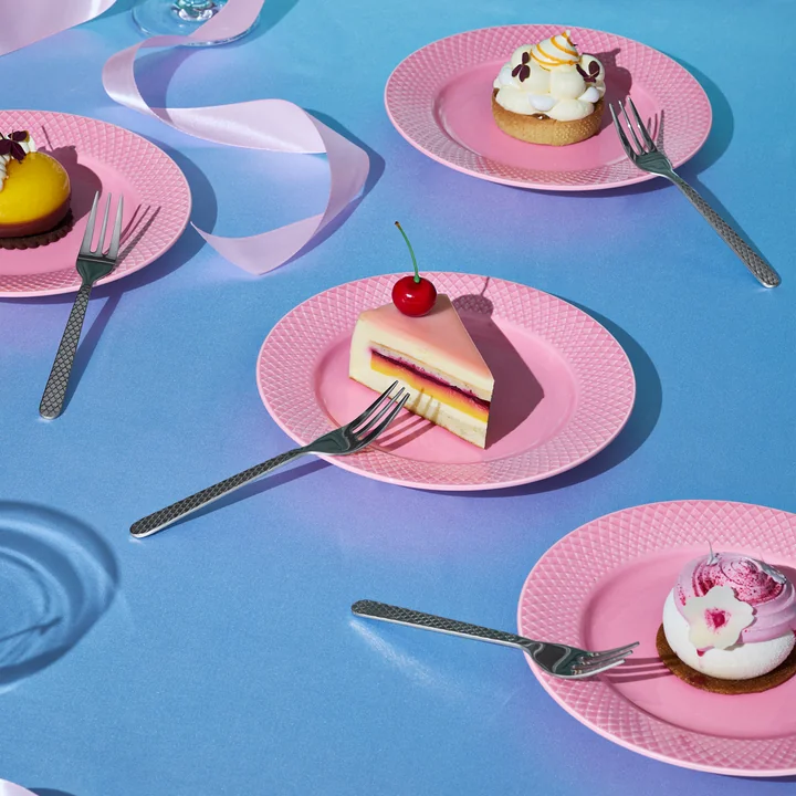 Lyngby Porcelæn - Rhombe taartvork 4 stuks, staal