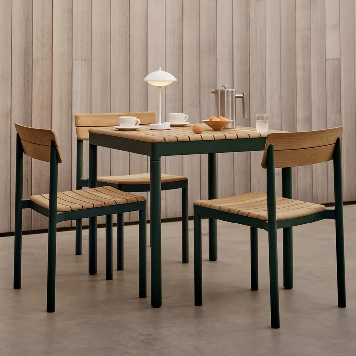 Fritz Hansen - Skagerak Pelagus Stoel en tafel, teak / jagersgroen