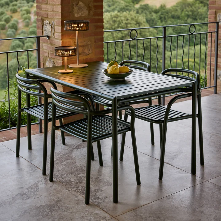 Cane-line - Bliss Eettafel en stoelen, donkergroen