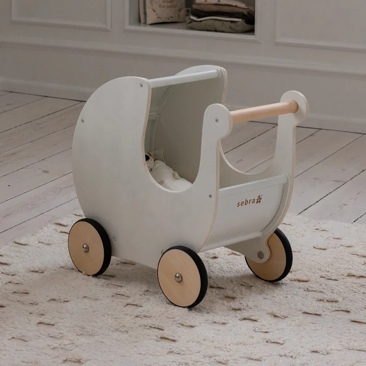 Sebra - houten poppenkinderwagen, classic white