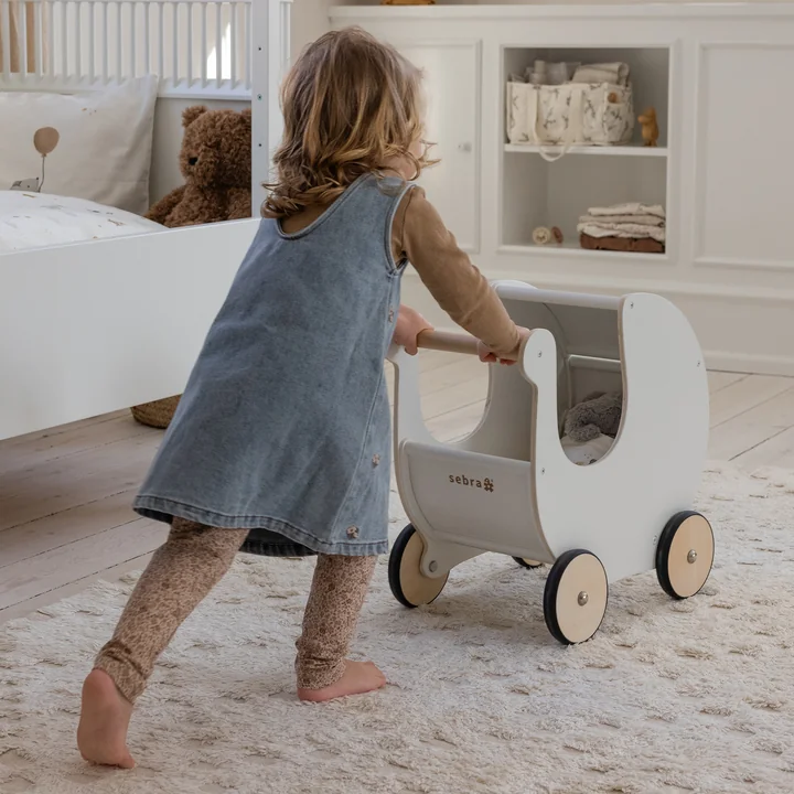 Sebra - houten poppenkinderwagen, classic white