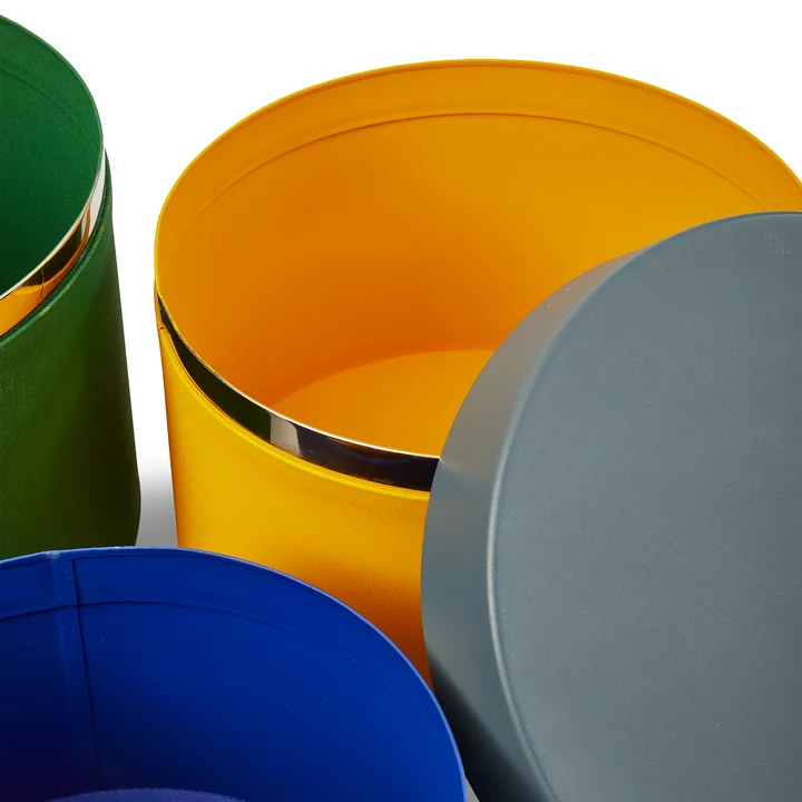 POLSPOTTEN - Ronde metalen doppen en potten set van 3, veelkleurig