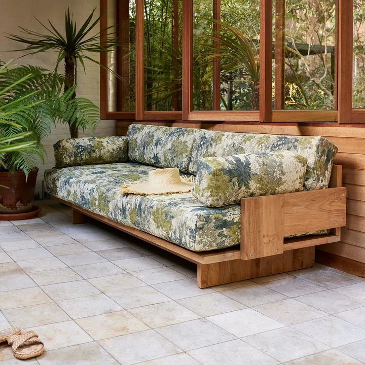 HKliving - Teakhouten loungebank voor buiten, Botanical