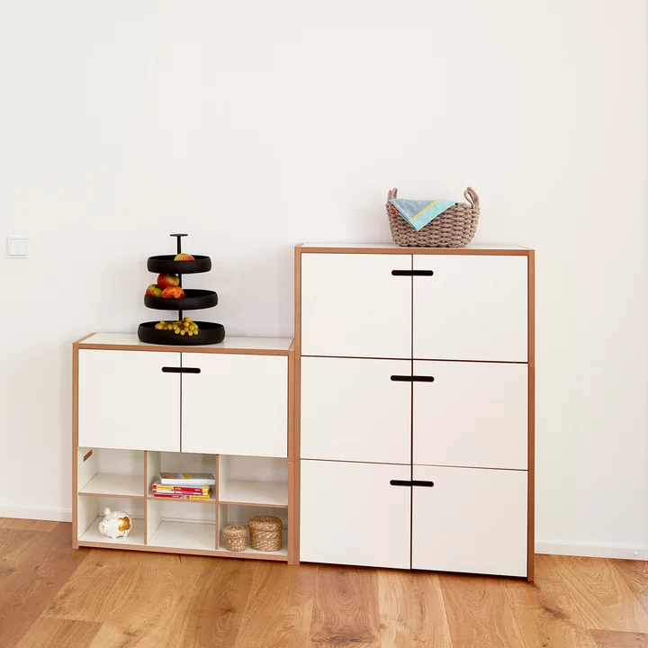 Tojo - hoge stapelmodule met deuren, set, wit