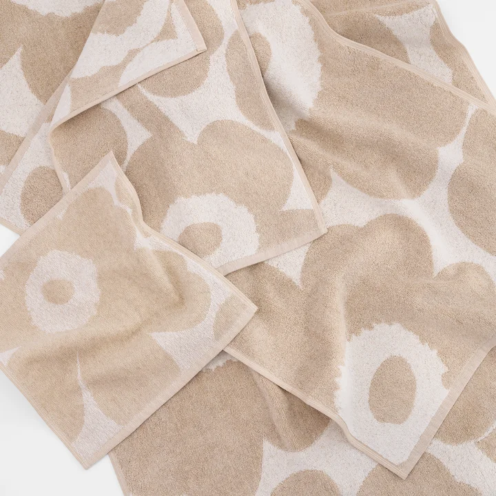 Marimekko - Unikko Handdoeken en badhanddoek, gebroken wit / linnen