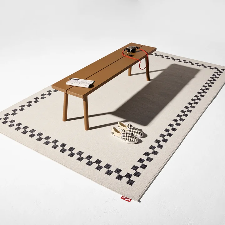 Fatboy - Carpretty Vloerkleed voor buiten, Grand, Geruite rand, 200 x 290 cm, antraciet/crème