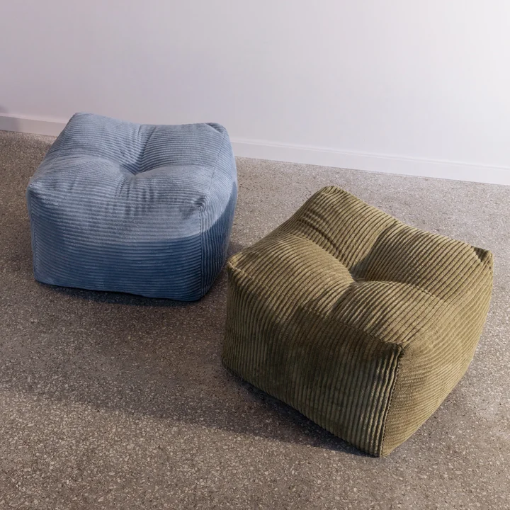 Karup - Buddy Kids Pouf, 50 x 50 cm, nevelblauw (554) en kakigroen (553)