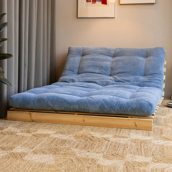 Karup - Roots Slaapbank, 140 x 200 cm, naturel grenen / hazy blue (554)