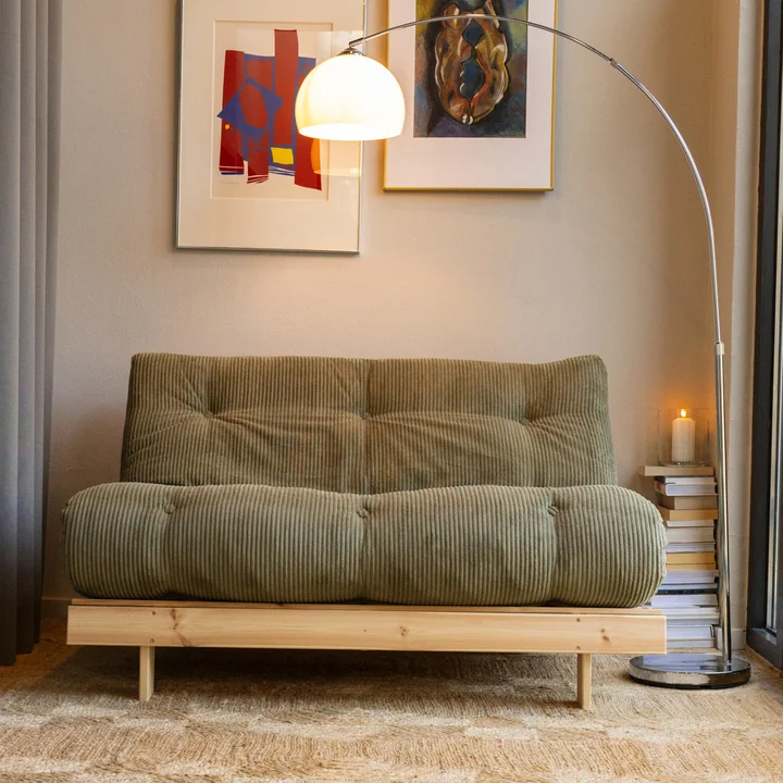 Karup - Roots Slaapbank, 140 x 200 cm, naturel grenen / kaki groen (553)