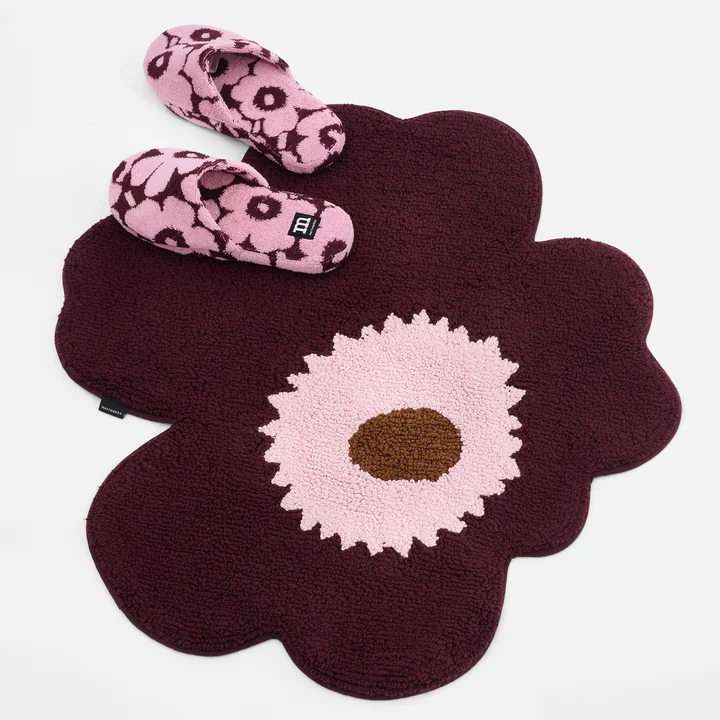 Marimekko - Unikko badmat, 73 x 74 cm, pruim / roze / toffee