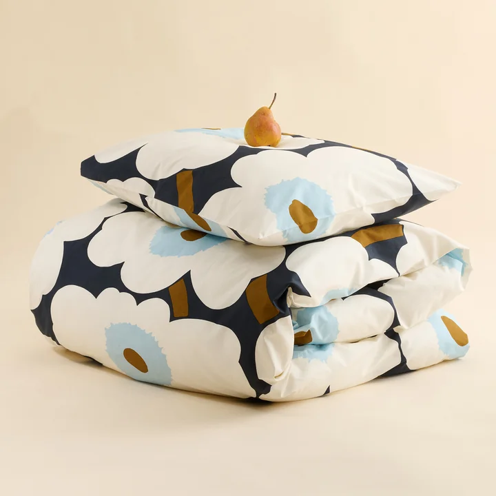 Marimekko - Pieni Unikko Kussensloop, 50 x 50 cm, blueberry, wit, cold blue