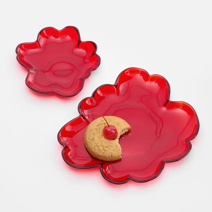 Marimekko - Unikko glazen bord, 13 cm, rood