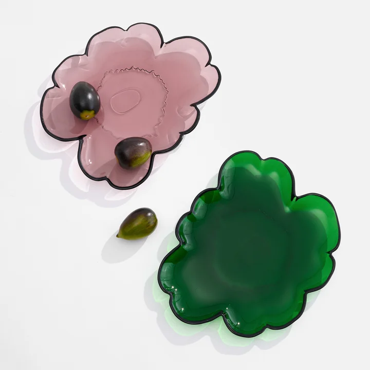 Marimekko - Unikko glazen bord, 20 cm, heather en groen