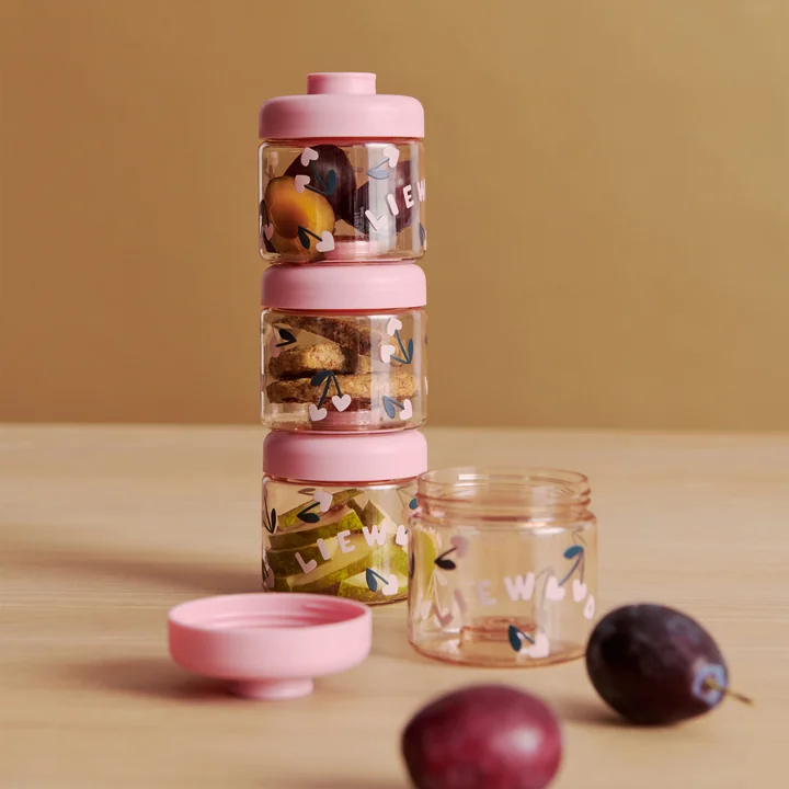 LIEWOOD - Dominique Snack Box, Cherry heart / rosey (set van 4)