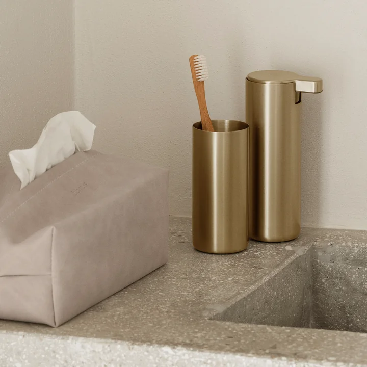 Blomus - Modo Zeepdispenser en tandenborstelbeker, messing