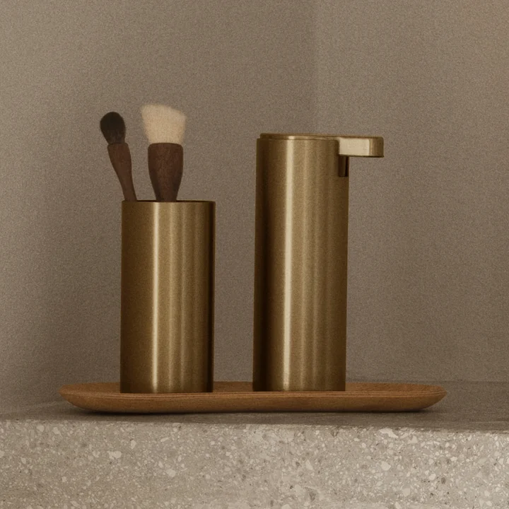 Blomus - Modo Zeepdispenser en tandenborstelbeker, messing