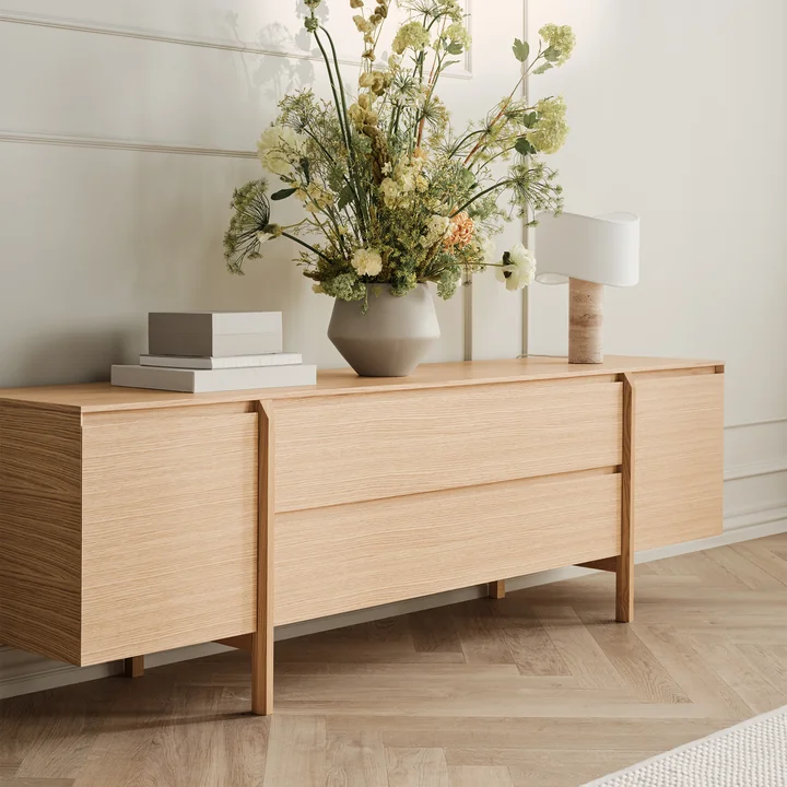 Bolia - Daia dressoir met lades, 240 cm, eikenhout met witte pigmentlaag
