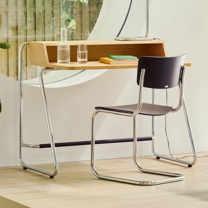 Thonet - S 43 -stoel, chroom / zwart (TP 29)