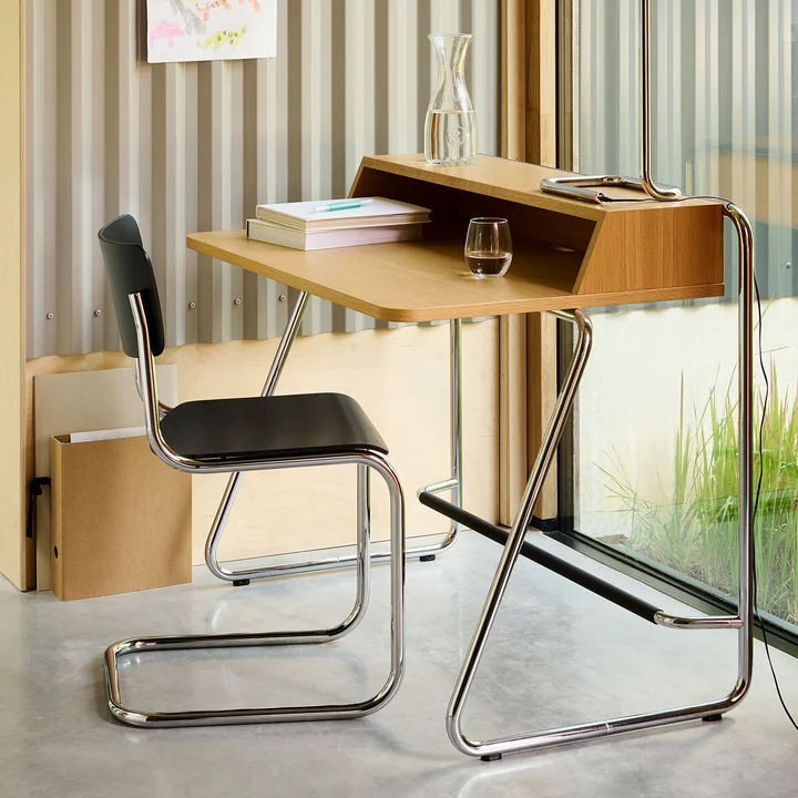 Thonet - S 43 -stoel, chroom / zwart (TP 29)