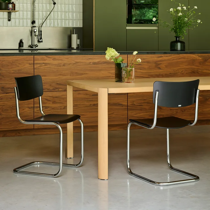 Thonet - S 43 -stoel, chroom / zwart (TP 29)