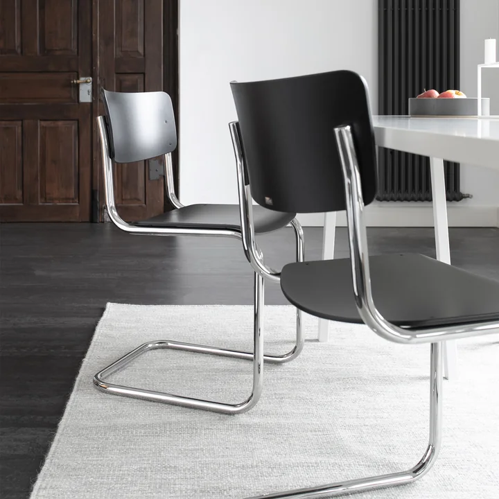 Thonet - S 43 -stoel, chroom / zwart (TP 29)