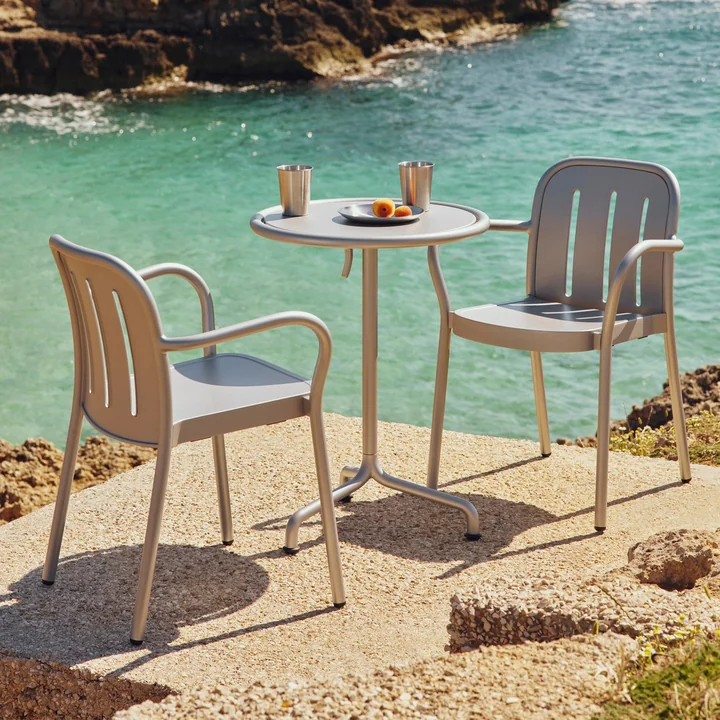 HAY - Deville fauteuil en Deville tafel, zilvergrijs