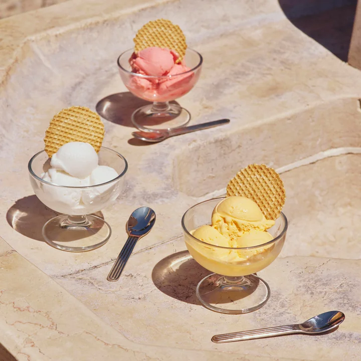 HAY - Sunday -bestek: theelepel en glazen dessertschaaltje, helder