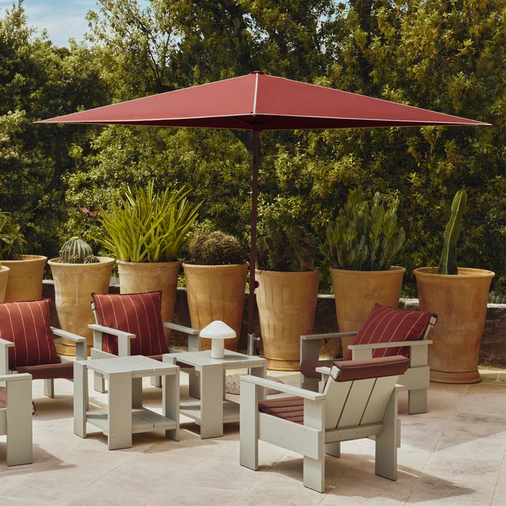 HAY - Terrazza parasol, vierkant, 240 x 240 cm, gebroken wit / bordeauxrood