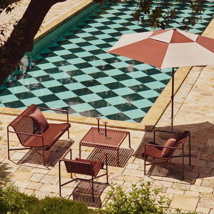 HAY - Terrazza parasol, zeshoekig, Ø 300 cm, gebroken wit / bordeauxrood