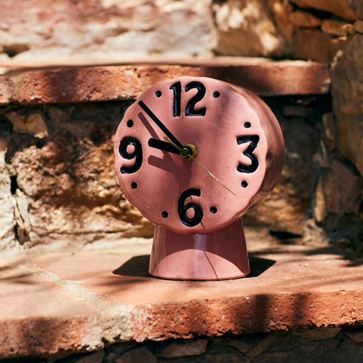 HKliving - Retro keramisch horloge, roze