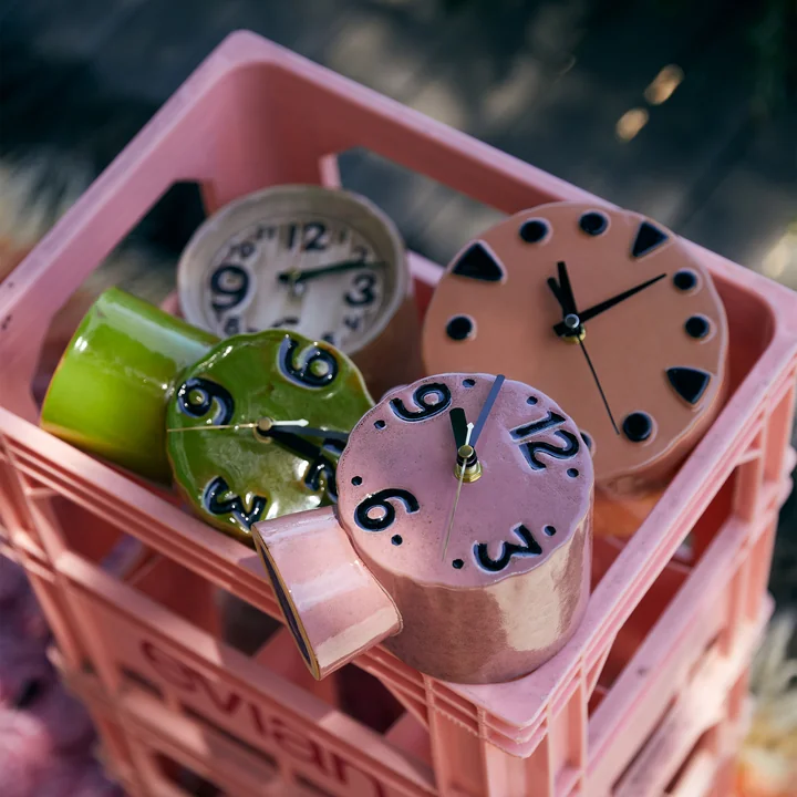 HKliving - Retro keramisch horloge, roze