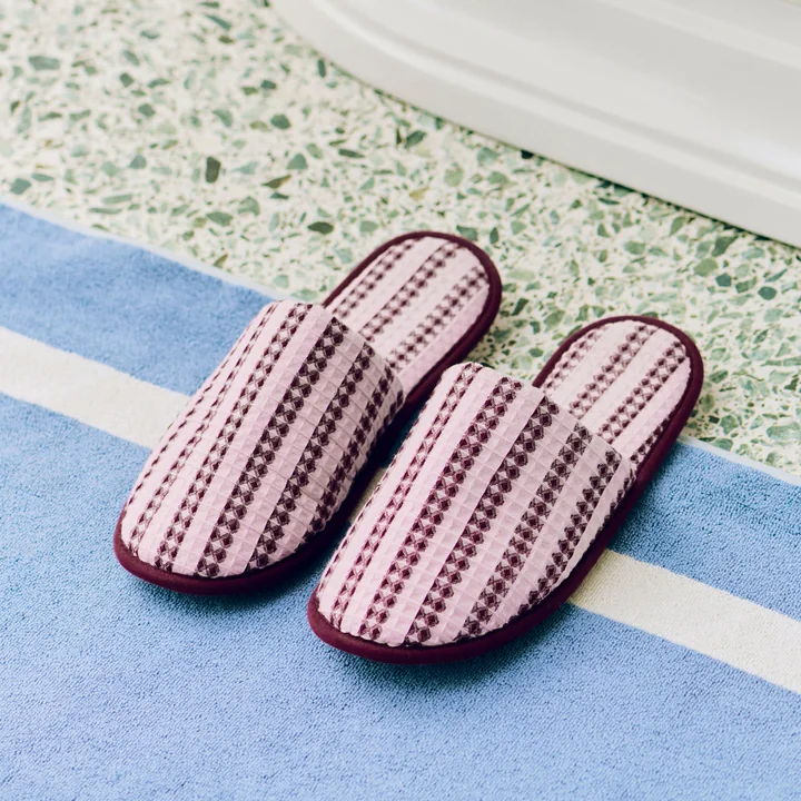 HAY - Waffle pantoffels, stripe cool pink