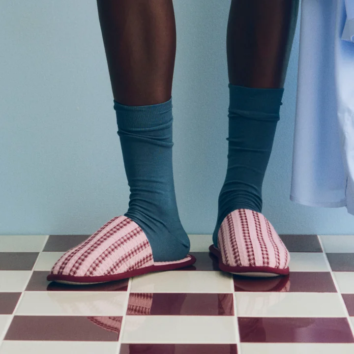 HAY - Waffle pantoffels, stripe cool pink