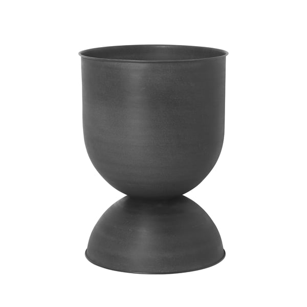 Hourglass Bloempot groot, Ø 50 x H 73 cm in zwart/donkergrijs van ferm Living