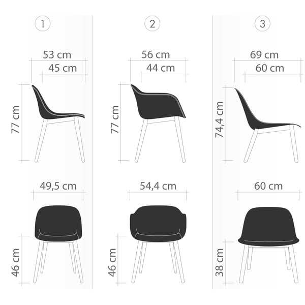 Vezelstoelen en hun zitschalen