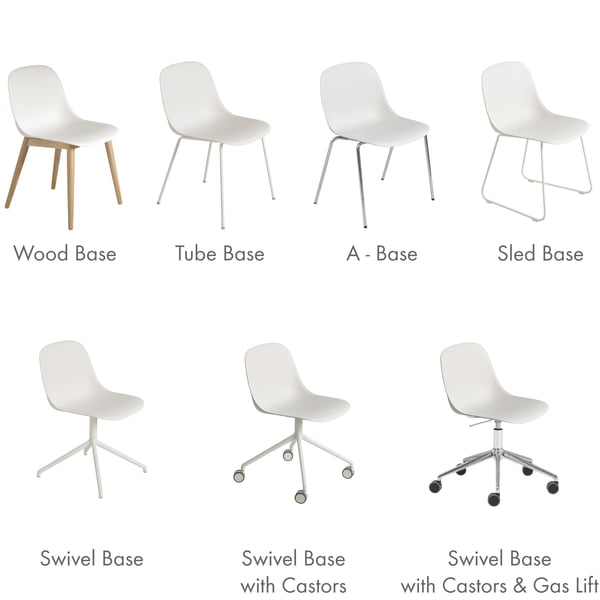 Fiber Side Chairs en hun onderstellen