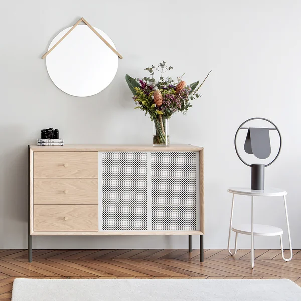 Gabin Sideboard met laden van Hartô in eik / lichtgrijs (RAL 7035)