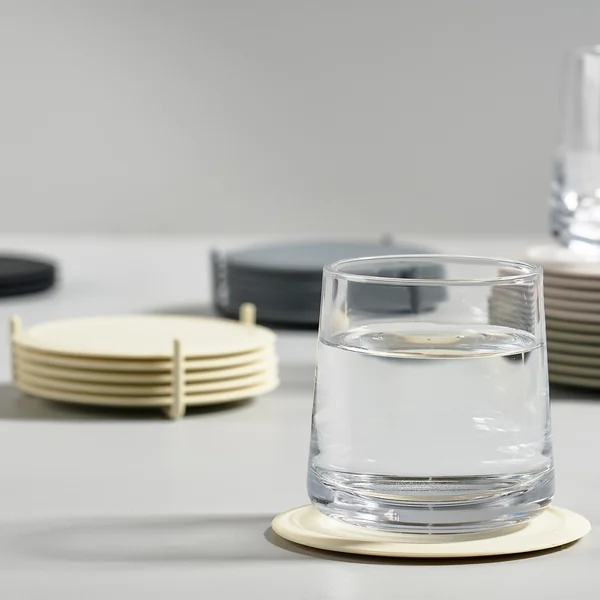 Glazen onderzetters van Zone Denmark in limestone (set van 6)